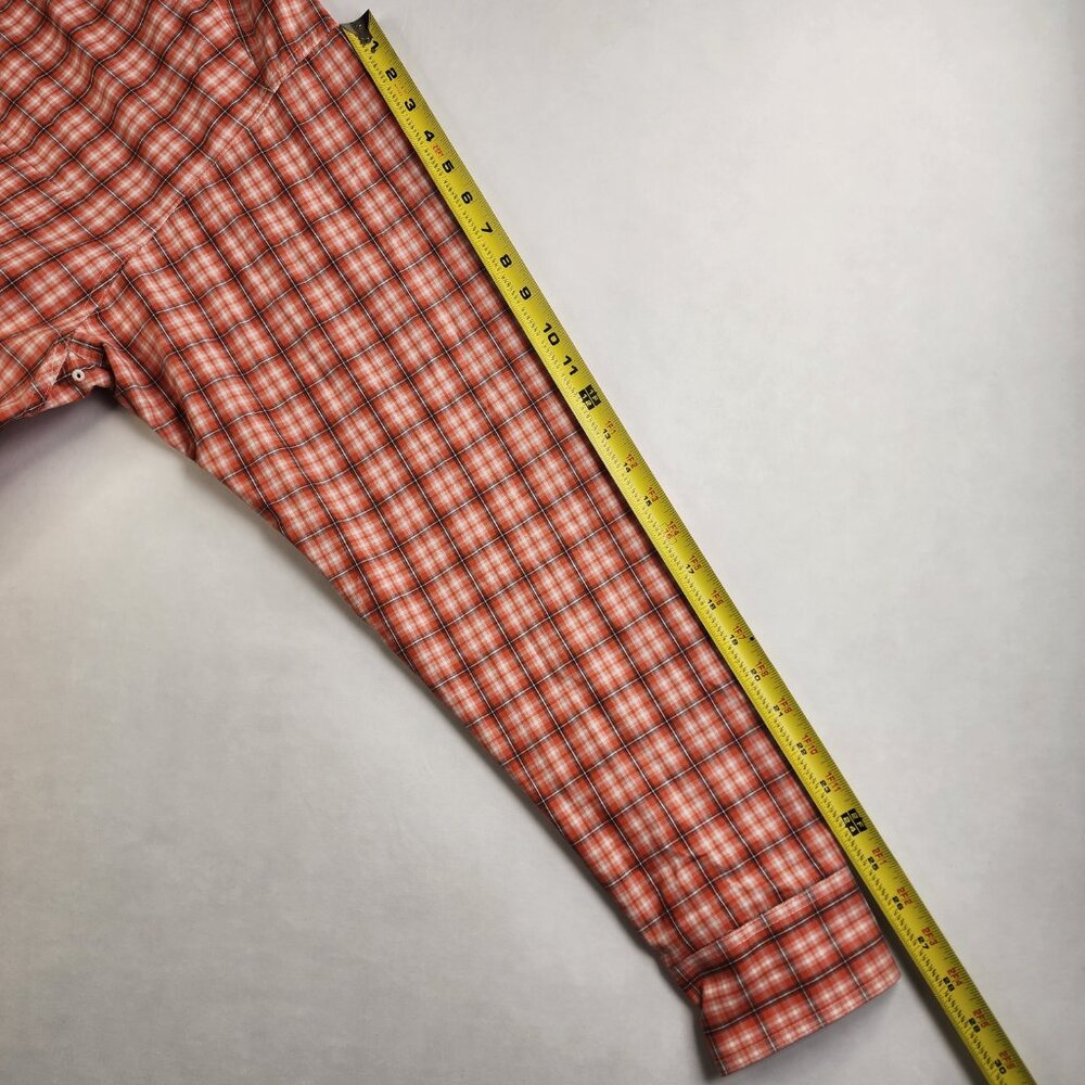 Ariat Pro Series Men's XLT Tall Orange and White Plaid L/S Western Country - Picture 4 of 11